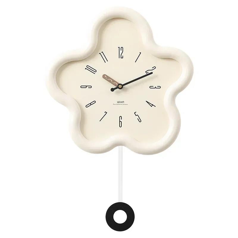 

hgModern and Minimalist Clock, Non Perforated Cream Style Living Room Clock,restaurant Creative Swing Clock