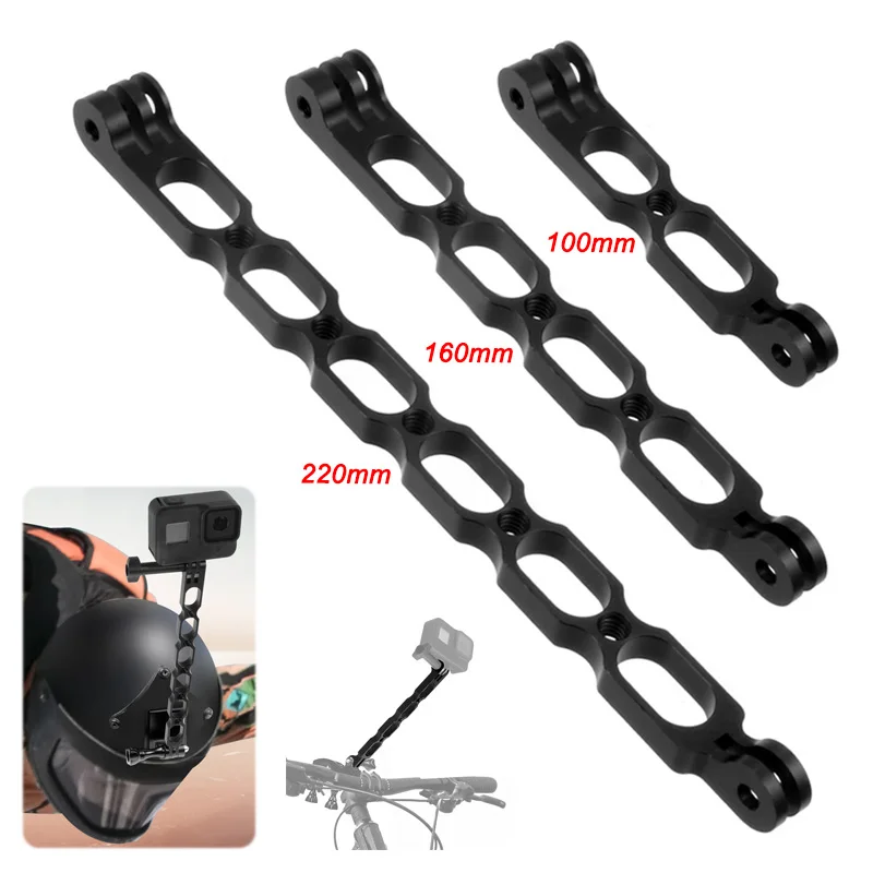 Aluminum Alloy Selfie Helmet Stick Extension Arm Mount Tripod Adapter with 1/4 Hole for GoPro Insta360 X2 X3 Camera Accessories