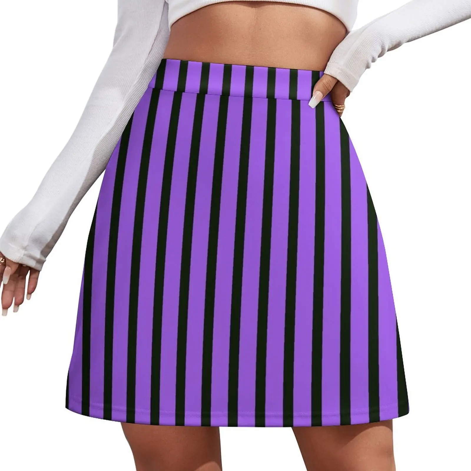 

Purple Black Slimming Vertical Striped Skirt Mini Skirt outfit korean style skirt for woman Mini