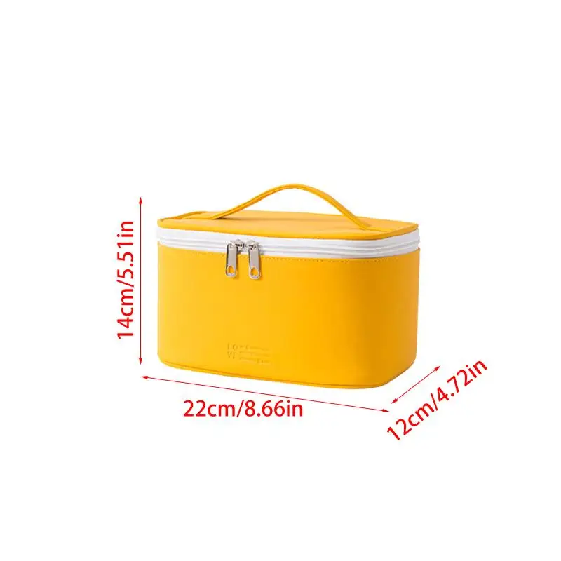 PU-Handtasche für Make-up mit Reißverschluss, tragbarer Reise-Organizer für Hautpflegeprodukte, Kosmetiktasche mit großem Fassungsvermögen zum Waschen von Kosmetika. – Detail 9