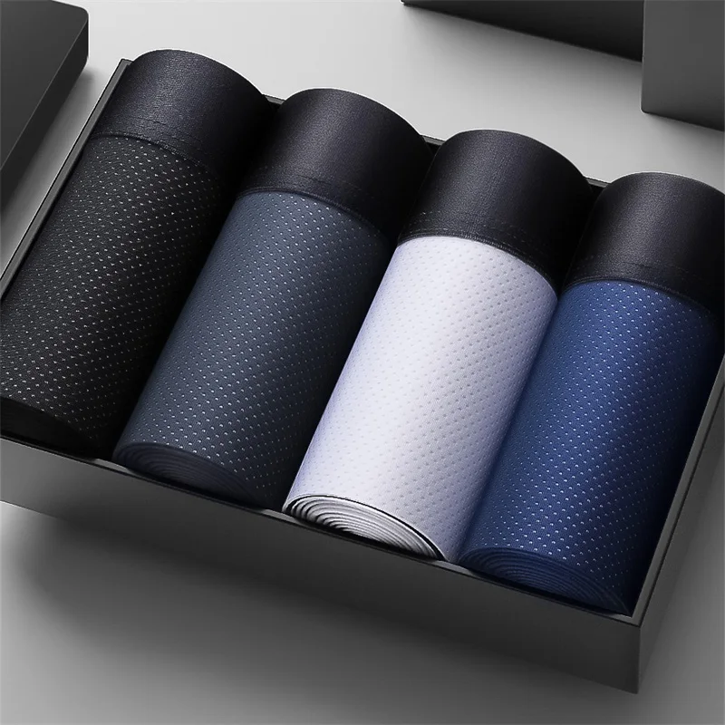 3PCS Men's Ice Silk Boxer Briefs, Thin Breathable Summer Underpants, Trendy Sexy Sport Boxer Underwear for Men