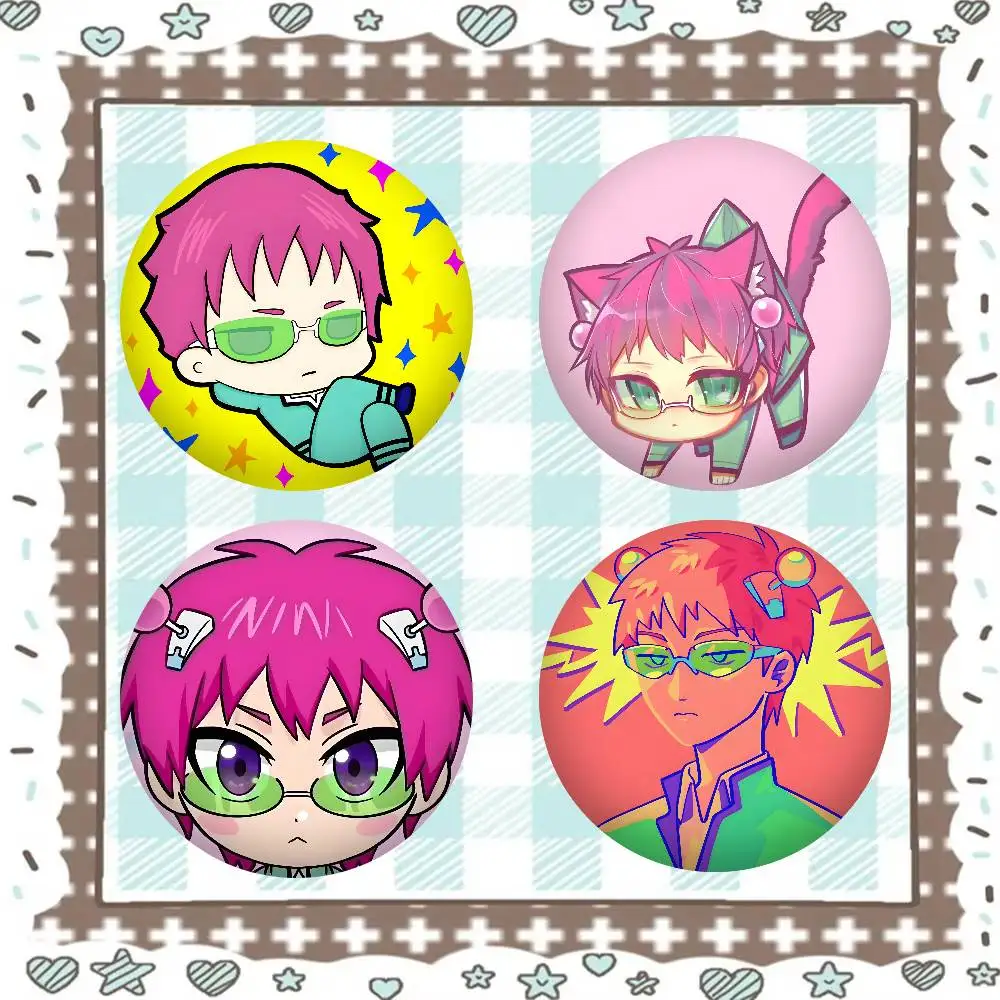Anime The Disastrous Life Of Saiki K Badges 25 32 44 58 75 Mm Round Cosplay Pin Decor Fans Collect Friends Gifts Brooch