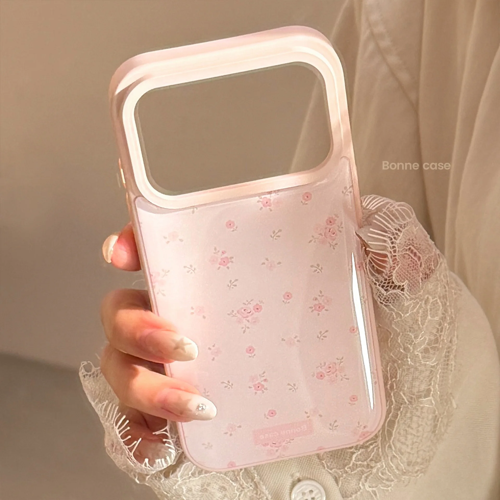 الكورية شاشة كاملة الوردي الزهور قطرة الغراء قضية الهاتف آيفون 17 الهواء 16 15 14 13 برو ماكس زائد للصدمات الغطاء الصلب الواقي