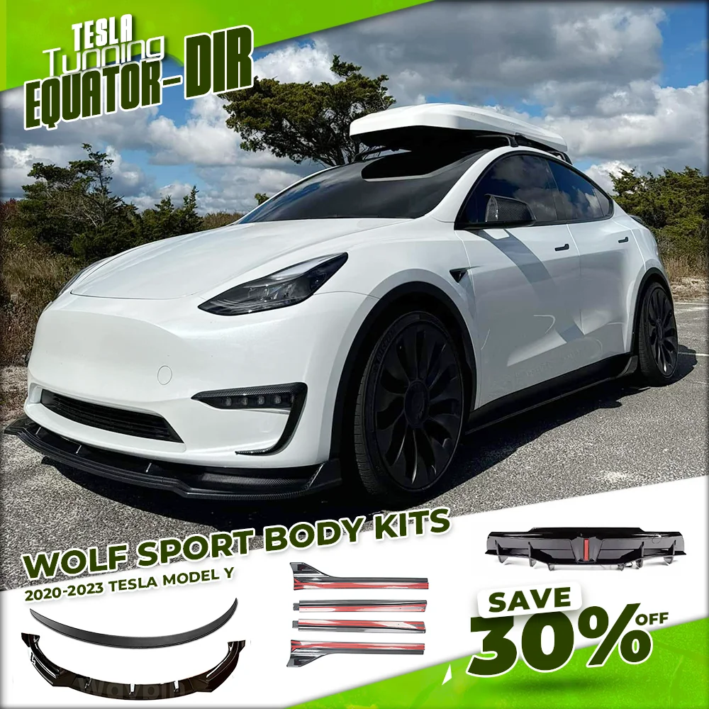 Equator For Tesla Model Y 2020- 2023 Body Kits Wolf Sport Rear Diffuser Side Skirt Spoiler Bumper Lip Tesla 2023 2024 Tuning