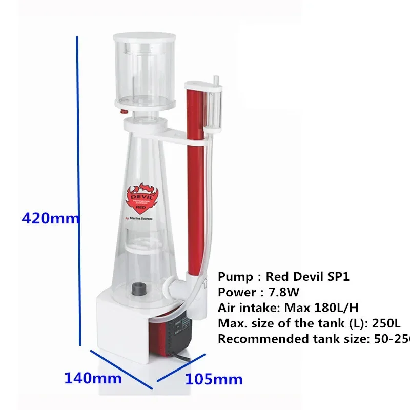 

110v 220v Red Devil RDC250 RDC-250 Nano Hanging On Protein Skimmer for marine tank 100~200L water