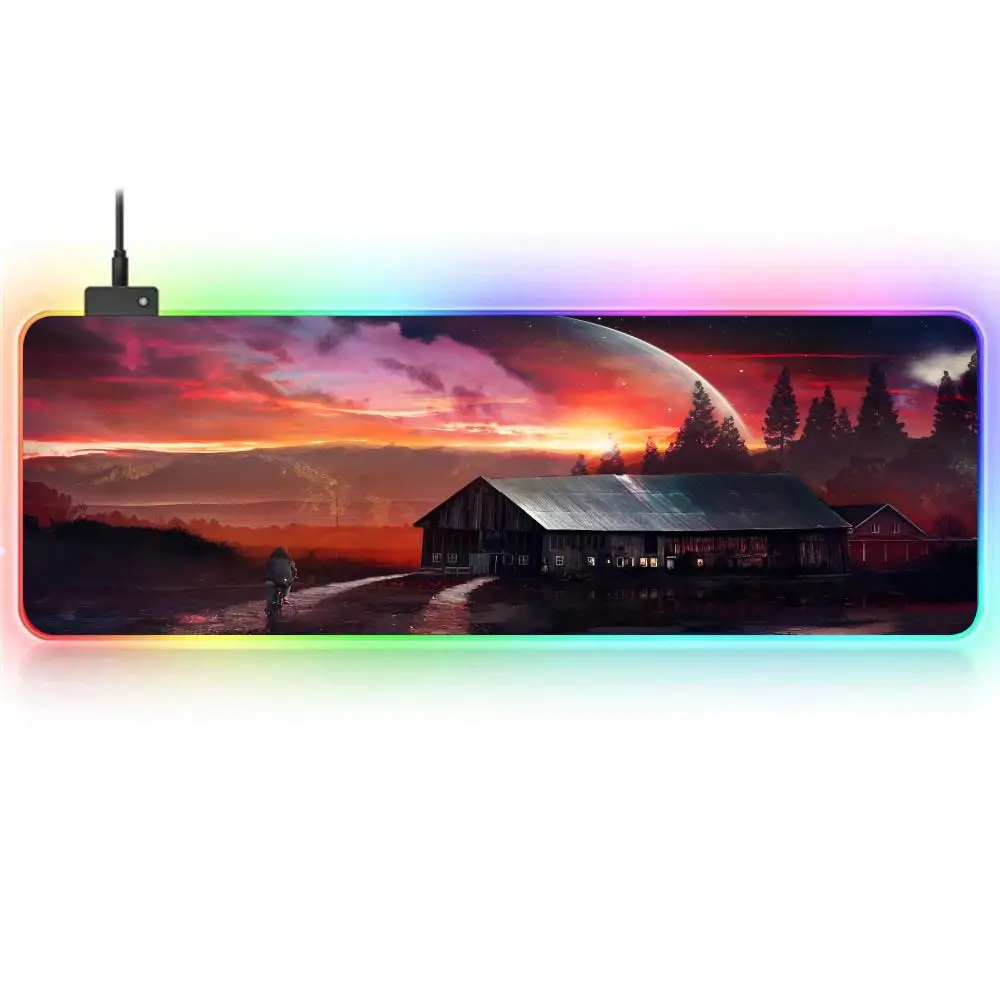 Colorful Aurora Mouse Pad RGB Large Gaming Mouse Pad Non-slip Rubber Base Keyboard Pad Extra Large Luminous LED Mouse Pad