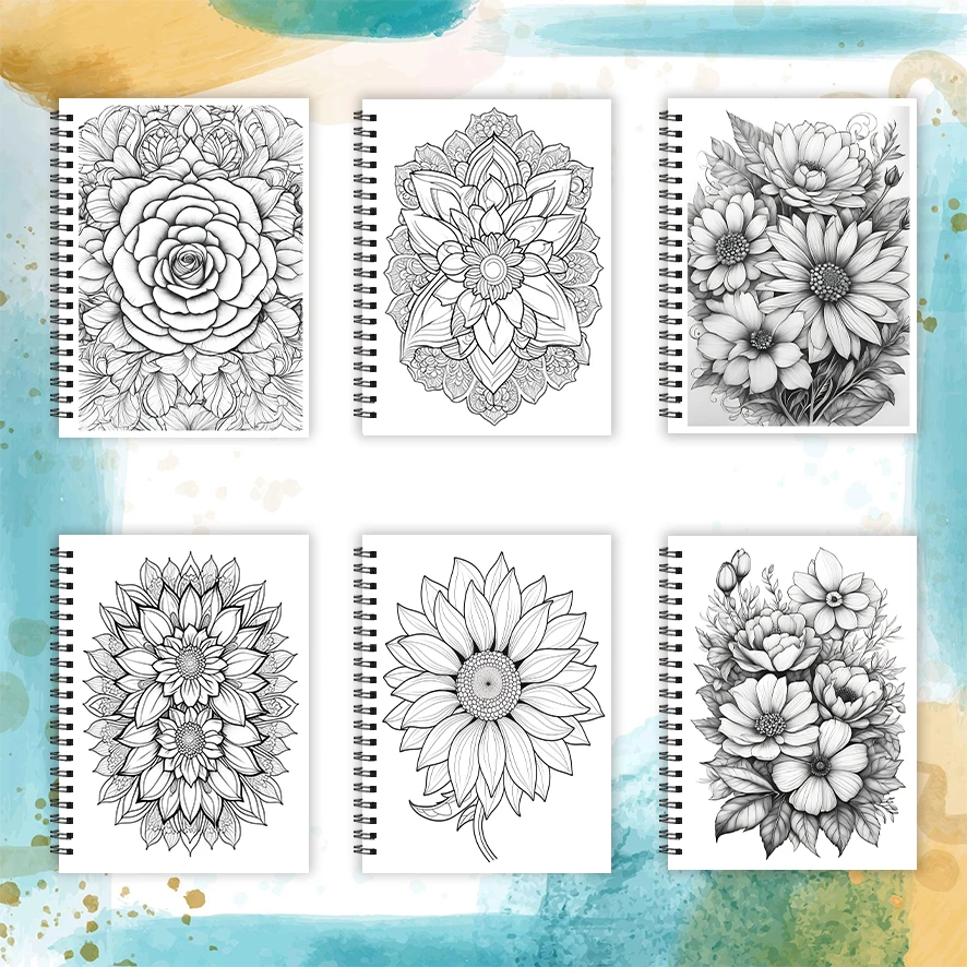 Coloring Book - 8.3 x 11.2 inches 32 pages of beautiful flower coloring book - ideal gift for family or friends