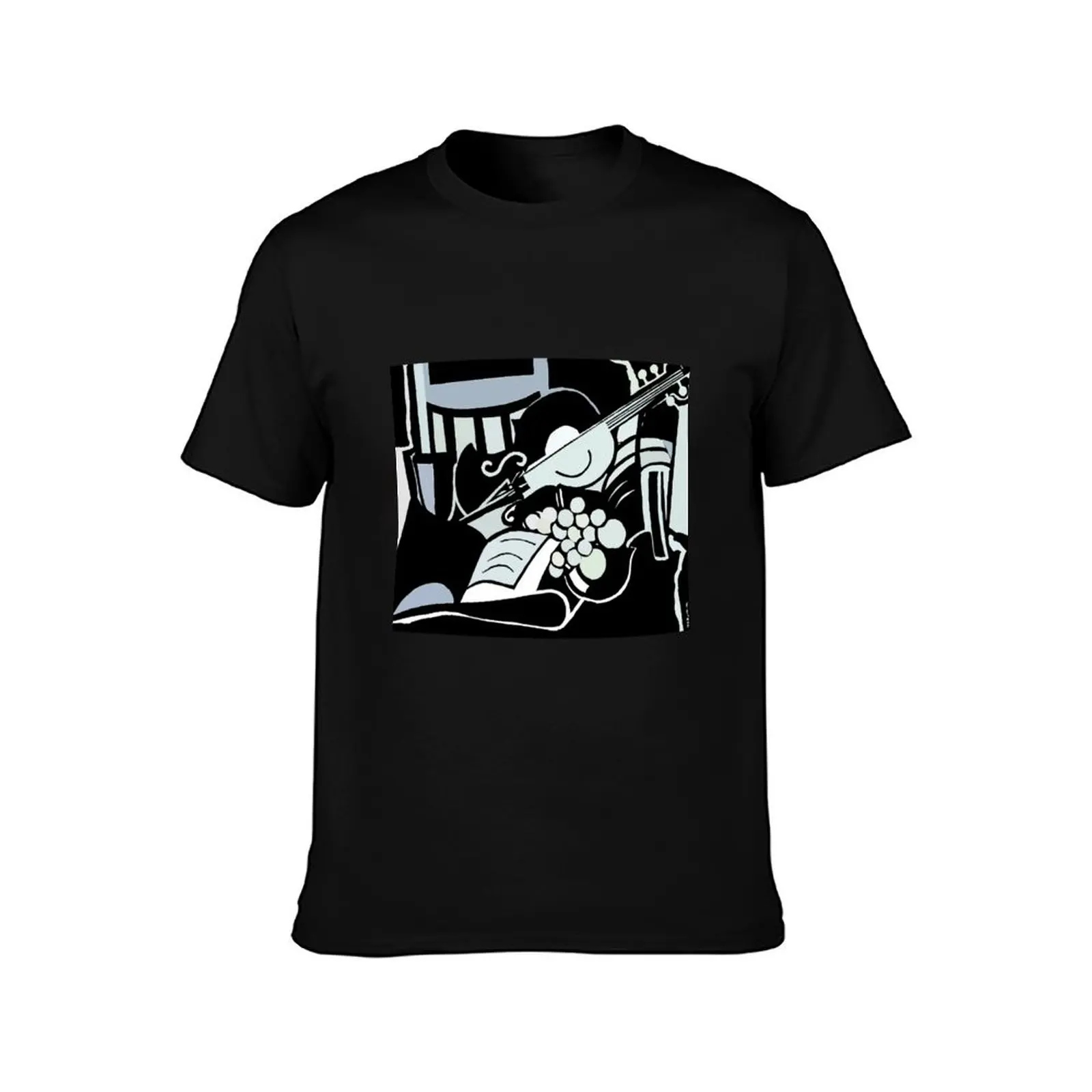 Still Life Fiddle and Grapes T-Shirt Lightweight Casual Summer T-Shirt
