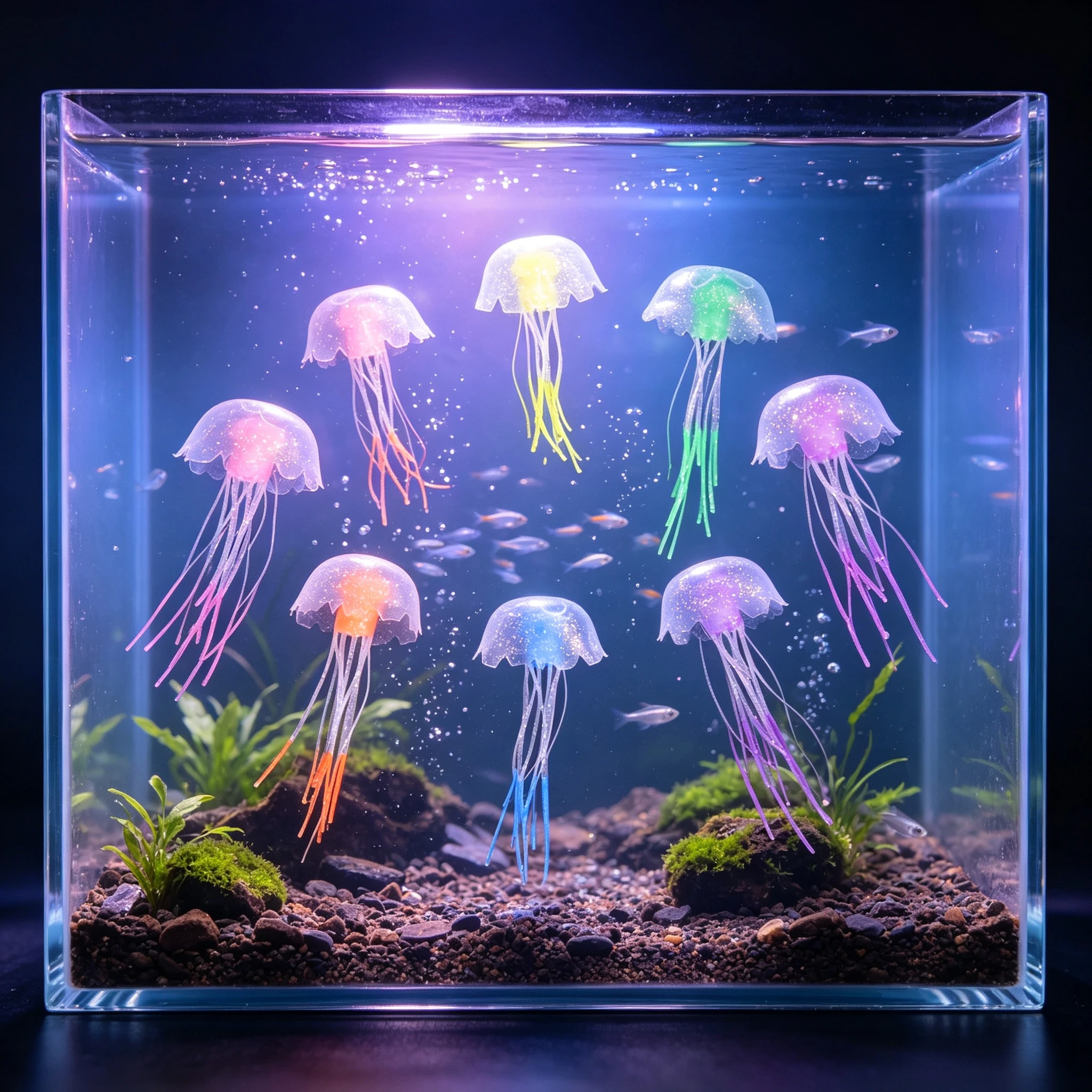 Simulated Jellyfish Landscape Mini Aquarium Decor, Fish Tank Silicone Aquarium Light Decor, Fish Toy
