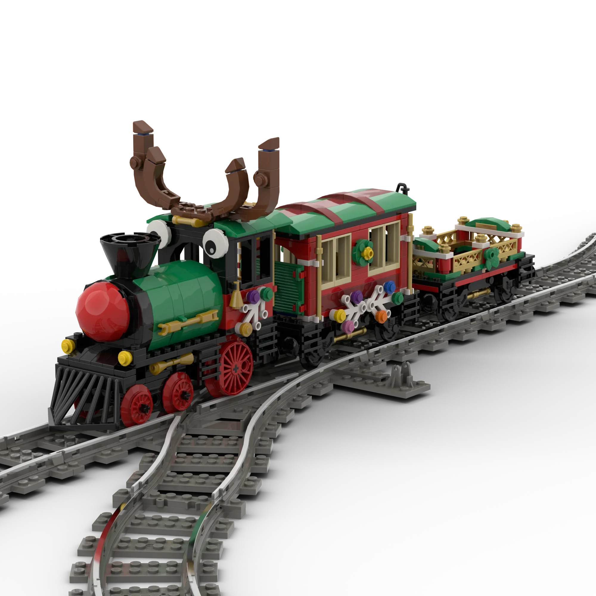 

Christmas Elf Train Technical Building Blocks MOC Action Figure Santa Claus Gingerbread House - Holiday Themed Construction Toy