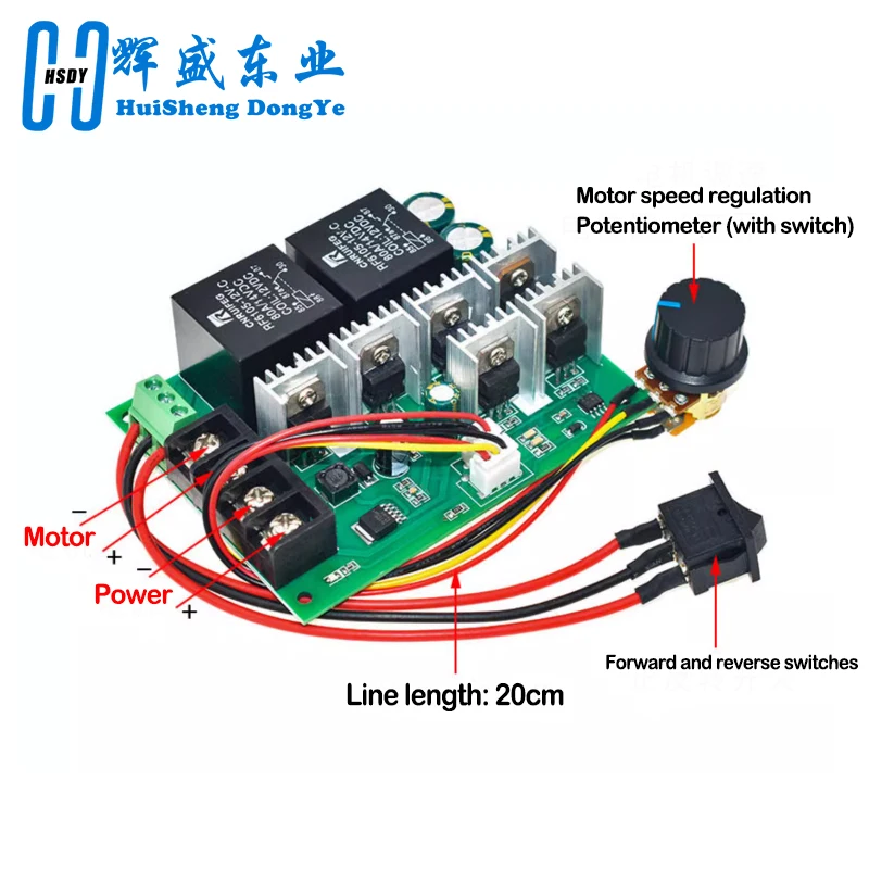 Velocidade pwm eletrônica 40a dc12v/24v/36v/48v controlador de motor escovado potência máxima de 2000w terceira engrenagem para frente/reversa/parada