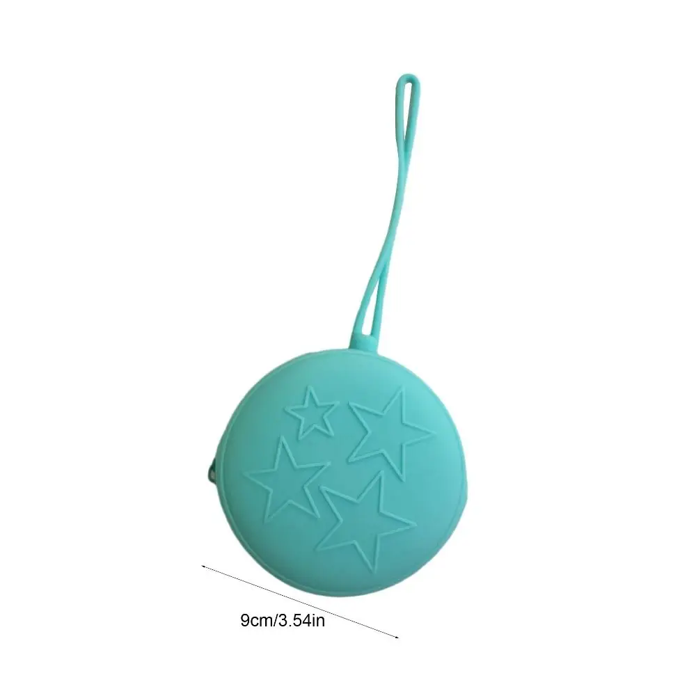 Circular Silicone Round Coin Purse Solid Color With Wrist Rope Earphone Storage Bag Key Storage Bag Star Small Item Bag Male