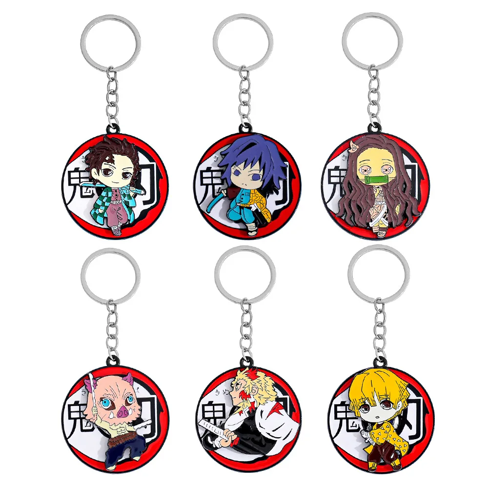 

Anime Keychain Colorful Enamel Rotatable Keyring Cosplay Toy Metal Pendant Kids Friends Gift