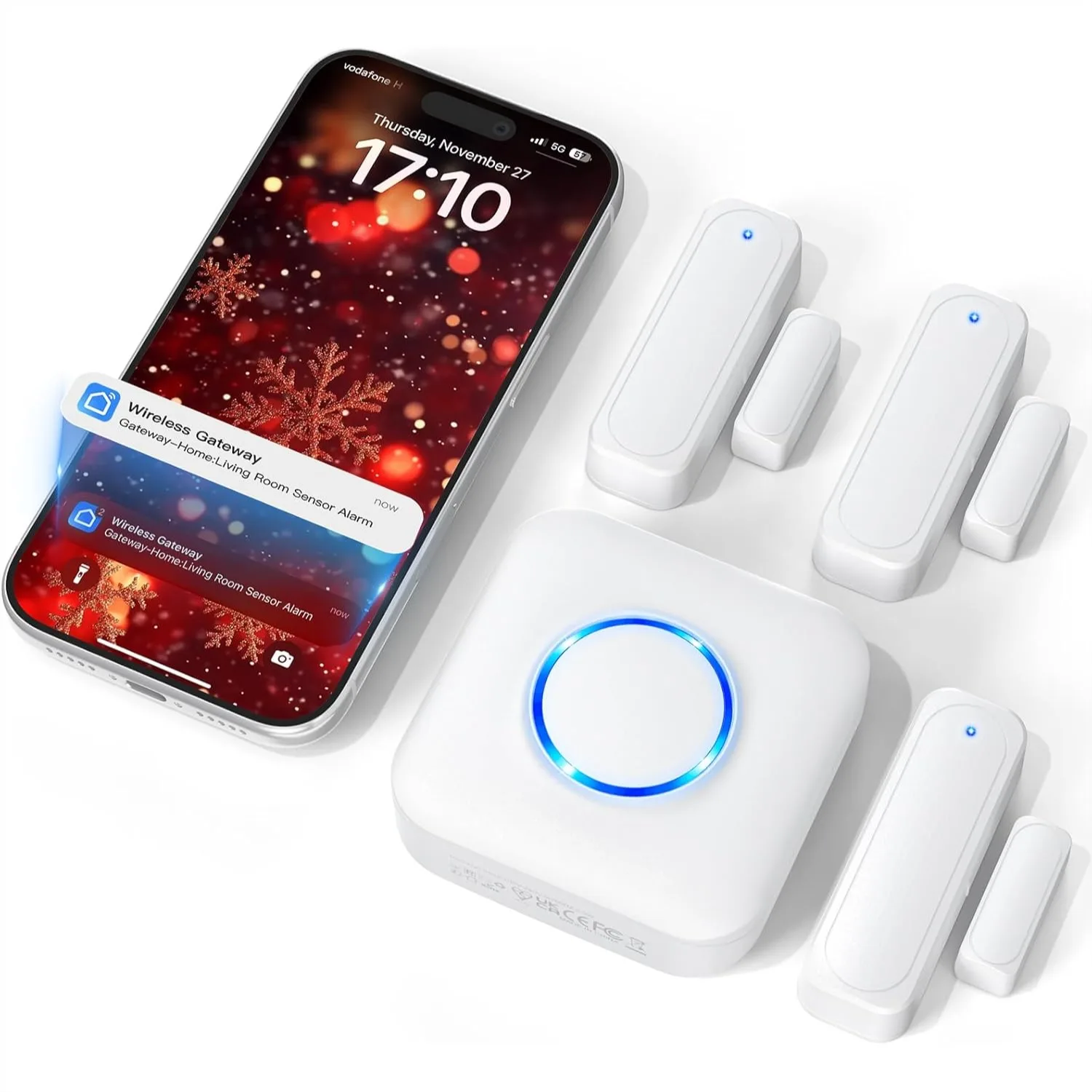 

WiFi Door Sensor Chime, Smart Door Open Alert Window Sensor for Home/Business Safety, Real-Time App Notification, 500ft Range,