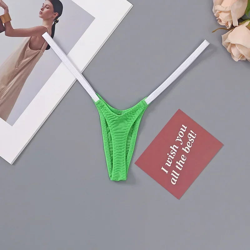 Womens T Back Thong Sexy Women Underwear Low Waist Multi-color Stitching Elastic T Pants Thin Straps Lencerias Sexy Lingerie