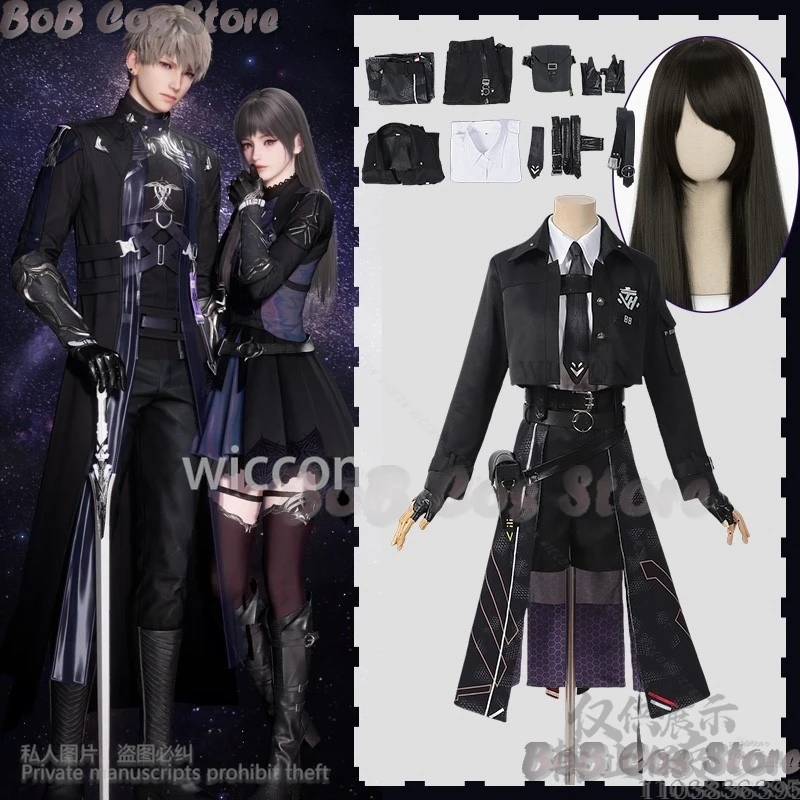 

Game Love And Deepspace Cosplay Heroine Zayne Xavier Rafayel Special Inquiry Costume Black Coat Dress Wig Halloween Customized