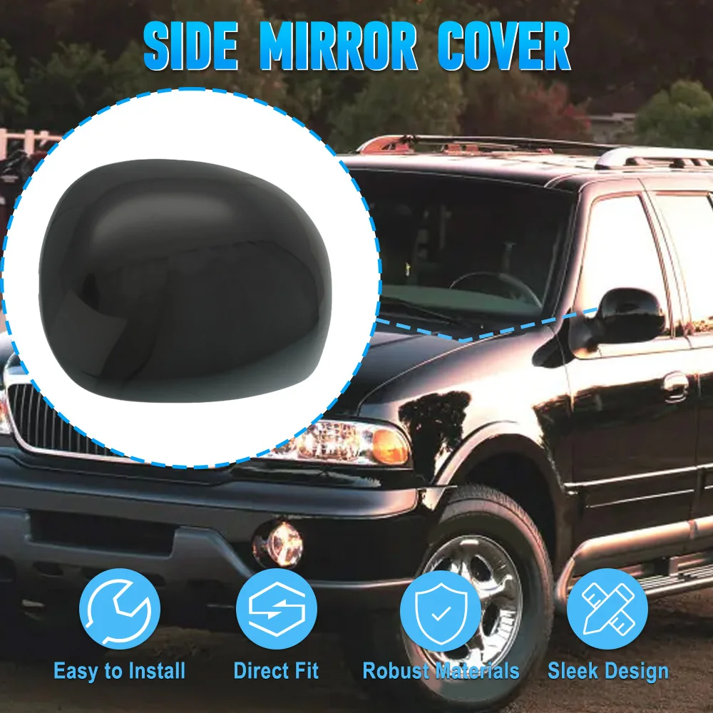 

Unpainted Black Car Side Rearview Mirror Cap Wing Mirror Cover for Ford F-150 1997-2004 Expedition 1997-2002 F-250 1997-1999