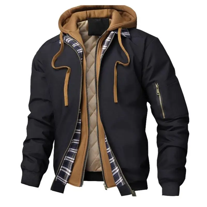 

Мужская стеганая хлопковая куртка с капюшоном на молнии, свободного кроя, летняя верхняя одежда, молодежная повседневная куртка с узором