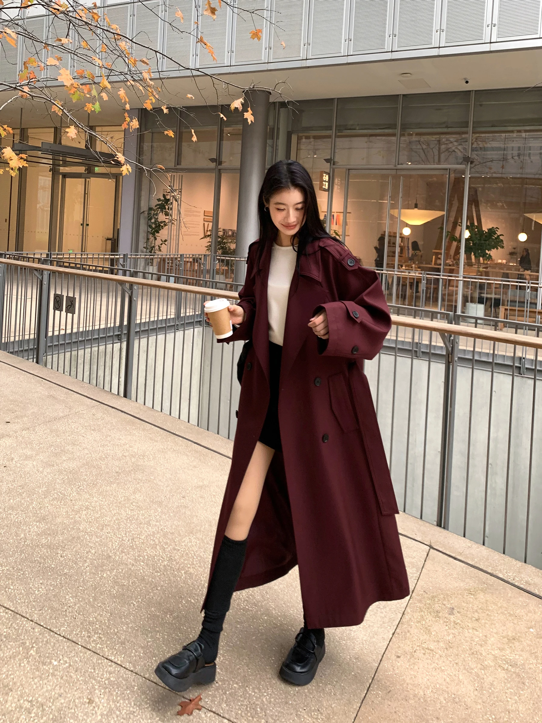 

Red Windbreaker Jaet Women's Spring Autumn Medium Length Casual Loose Personali Coat Bear Say Goodbye Casual Sle Outerwear