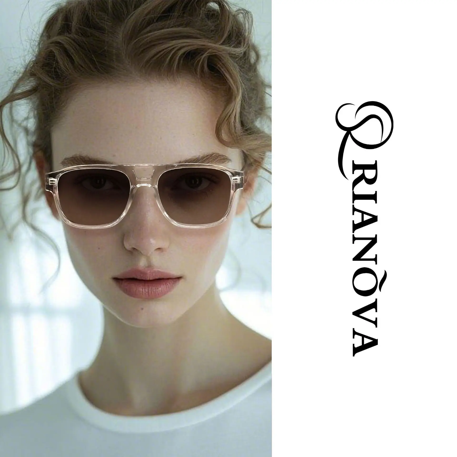 

2026 New Square Sunglasses Women Polarized UV400 Protection Transparent Frame Fashion Retro Shades with CP Pin Legs