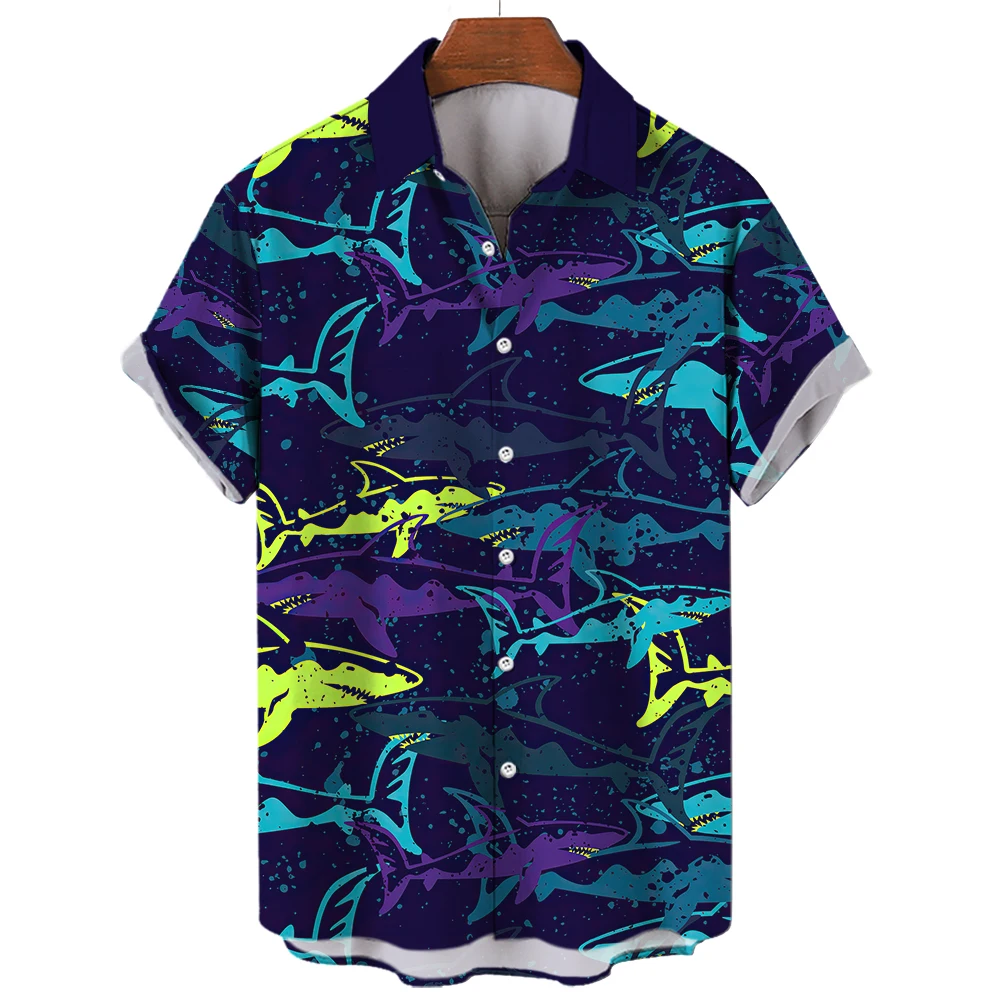 Hawaiian Shirts for Men Casual Tees Sea Life Pattern Short Sleeve Top Summer Fashion Shirt  Octopus Print T-Shirt Men\'s Clothing