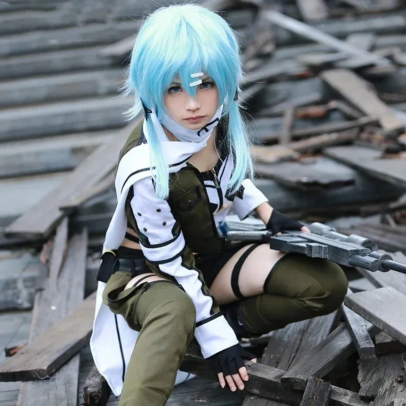 Sword Art Online 2 Asada Shino disfraz de Cosplay disfraces militares Sinon uniforme de juego de rol para fiesta de Halloween