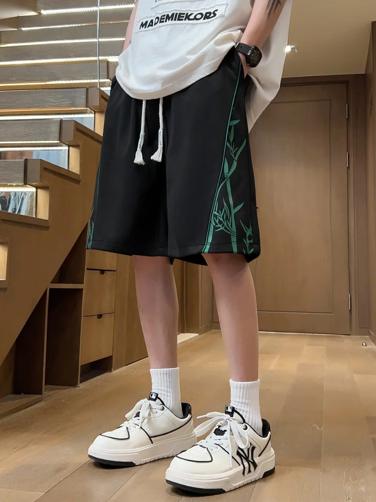 

Мужские шорты из ледяного шелка, летние, модные, брендовые, новинка 2024 года, тонкие, свободные, укороченные, быстросохнущие, американские спортивные брюки