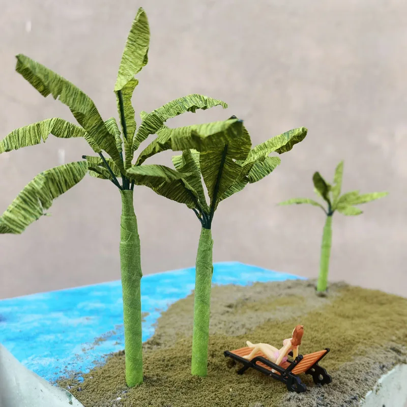 5/6/9cm Miniature Simulated Palm Tree Model Coconut Tree Wire Banana Tree Sand Table Beach Landscape Decoration Train Layout