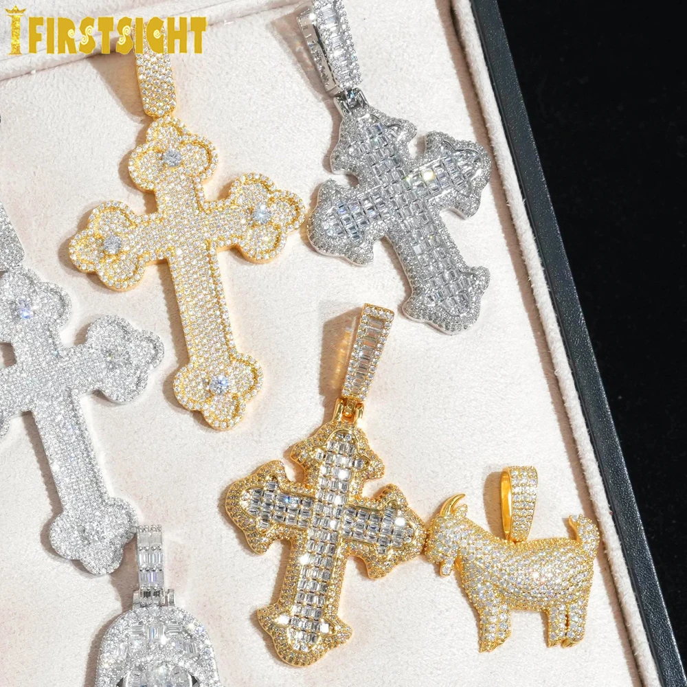 

Новое ожерелье с кулоном-крестом в стиле Iced Out Bling, золотистого цвета, с кубическим цирконием, религиозный амулет, модные украшения в стиле хип-хоп для мужчин и женщин