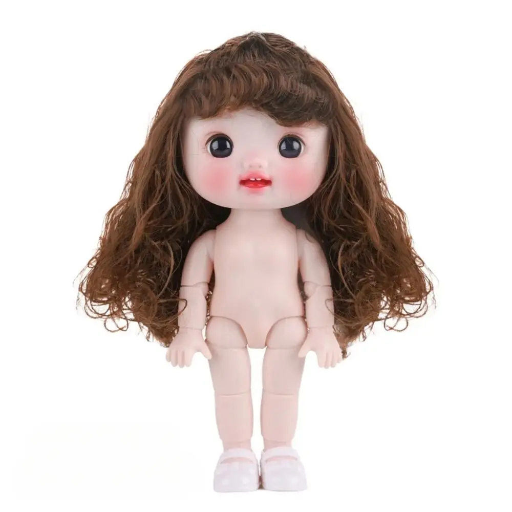 Bonito 1/6 bjd corpo de boneca conjunta móvel kawaii móvel nu 21 bola articulada boneca 3d diy cabeça grande boneca com cabelo crianças