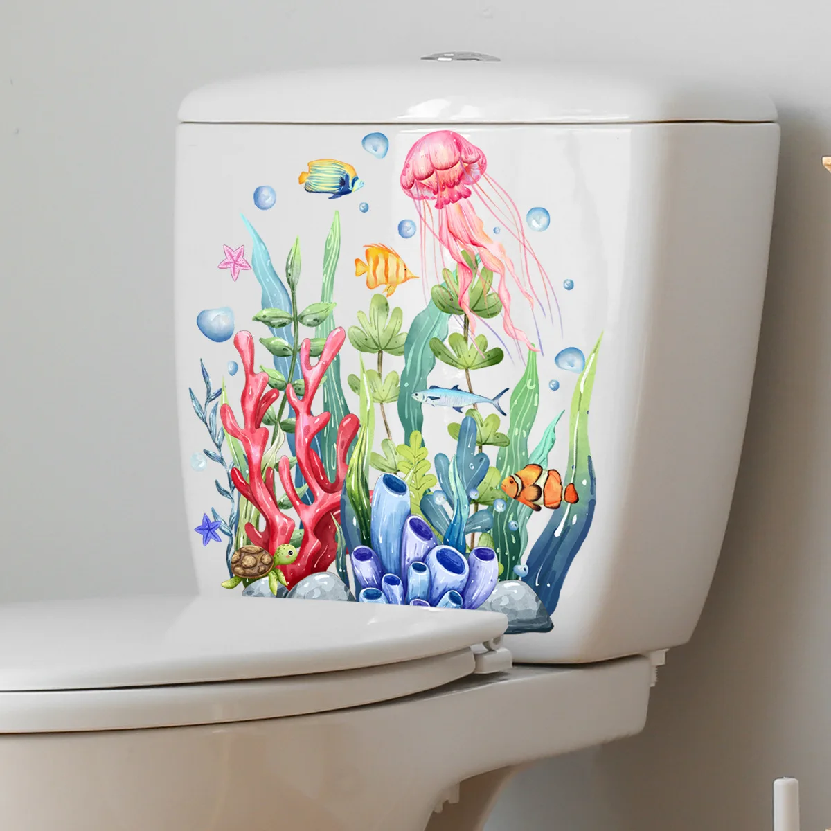 25*30cm Seagrass Coral Bubble Cartoon Wall Stickers Toilet Stickers Background Wall Toilet Home Decoration Wall Stickers Ms6248