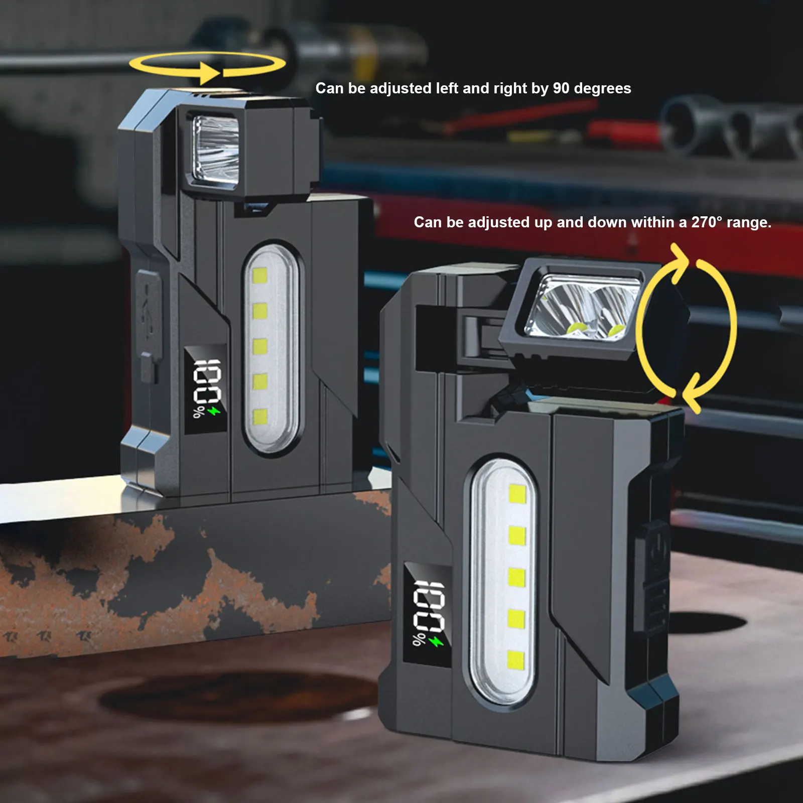 Rechargeable EDC Flashlight 1200 Lumens Magnetic Keychain Flashlight with RGB Light with Rotable Lamp Head for Home Outdoor