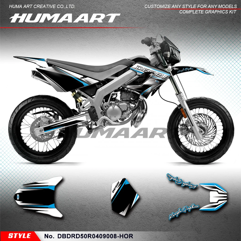 

HUMAART Motorcycle Graphics Laminated Decals for DERBI DRD 50 Racing 2004 2005 2006 2007 2008 2009, DBDRD50R0409008-HOR