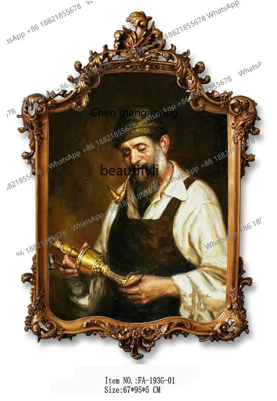 X  European Vanity Vintage Engraving Bathroom Mirror Golden  Fireplace Decorative Mirror Wall-Mounted French Cosmetic Mirror
