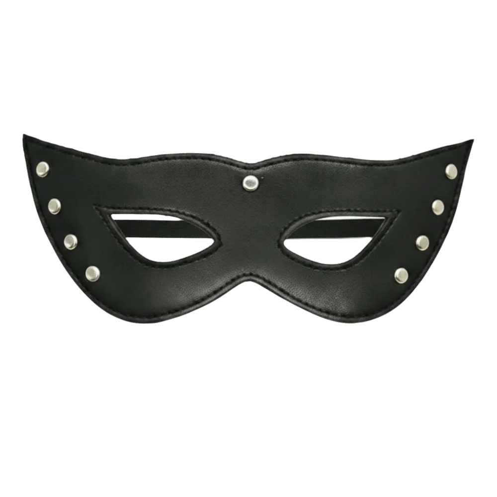 Stage Performance Masquerade PU Leather Mask Gothic Style Punk Cat Eye Mask Adjustable Handsome Cosplay Mask Cosplay Costume