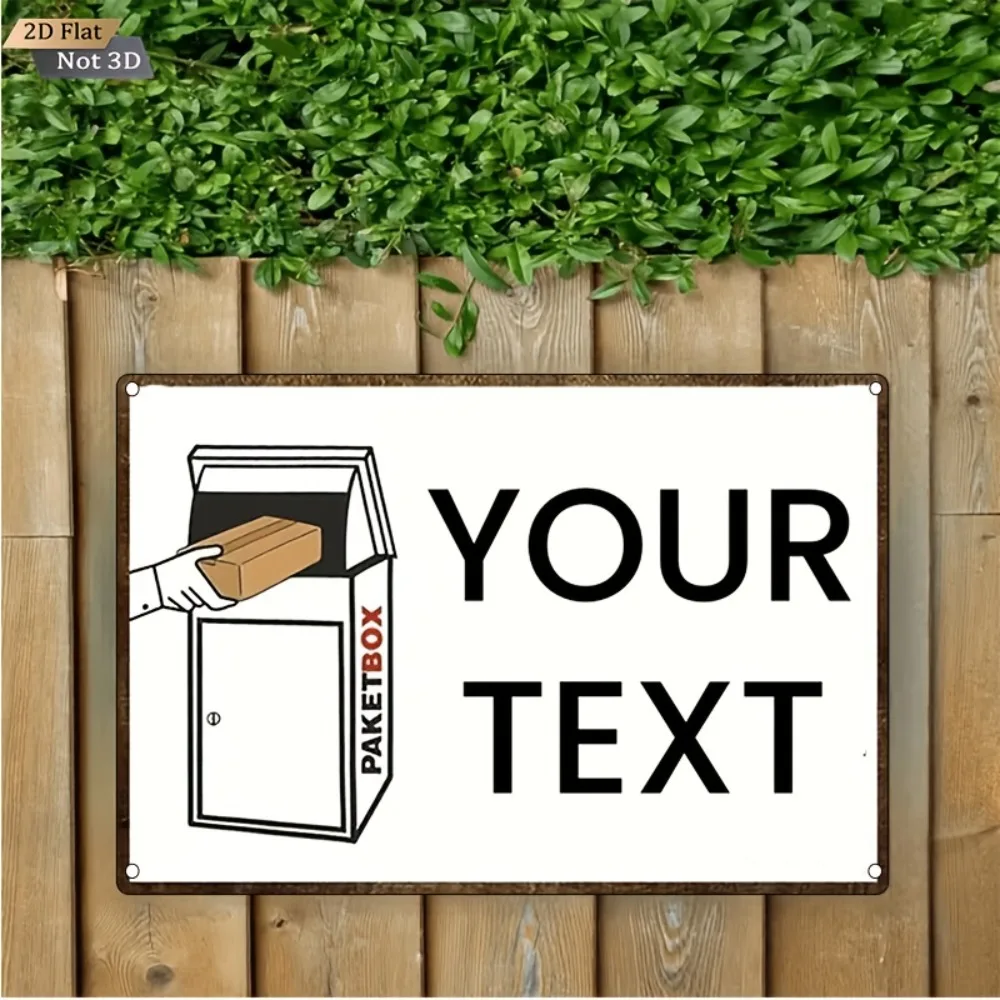 CIFbuy Rechteckiges Metallschild mit individuellem Text, Paketbox-Lieferung, Wanddekoration (Nur zur Dekoration)