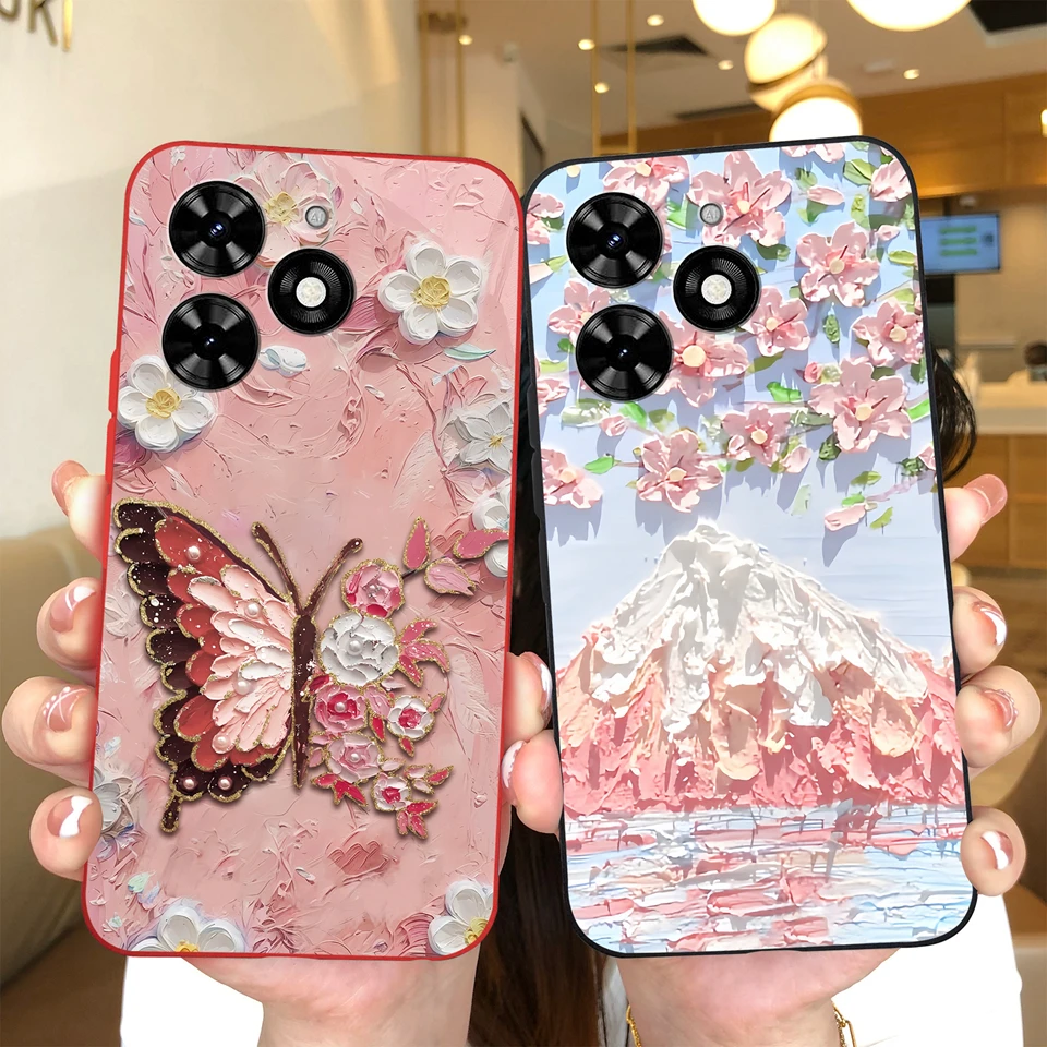 حافظة لهاتف Tecno Spark Go 2024 2023 2022 2021 2020 غطاء خلفي جميل على شكل فراشة هريرة من السيليكون غير اللامع لهاتف Tecno SparkGo2024 Coque #2