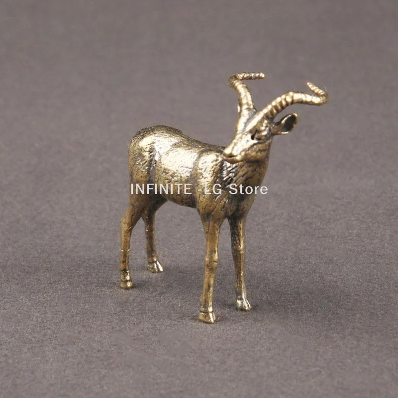 Vintage Brass Leader Sheep Statue Desktop Ornament Metal Cute Figurines Miniatures Home And Office Decoration Car Ornaments