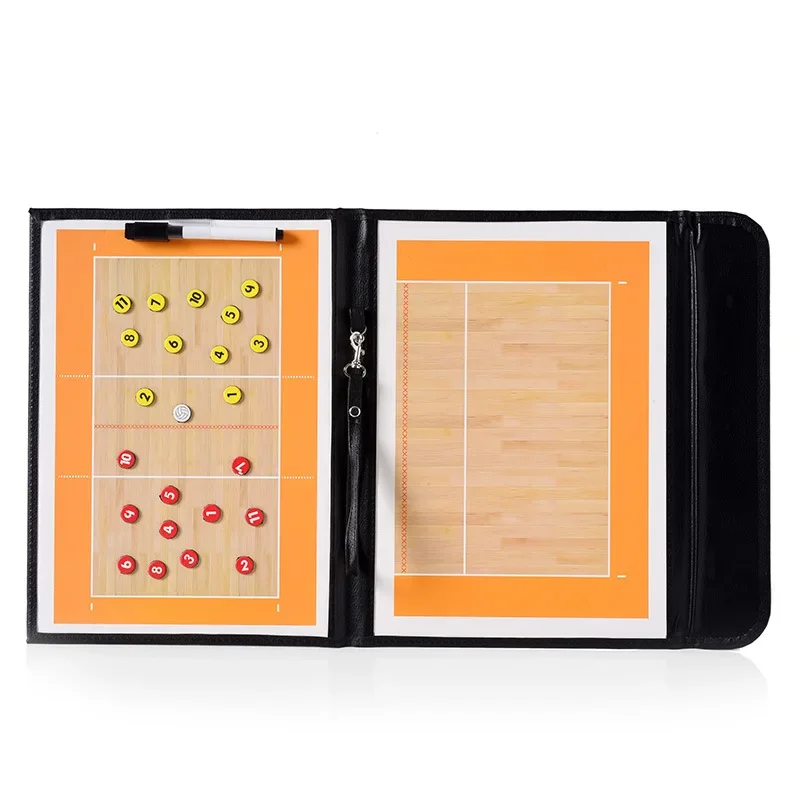 2 In 1 Foldable Volleyball Board Coaching Clipboard With Marker Pen Magnetic Tactical Notebook Game Training Teach Equipment