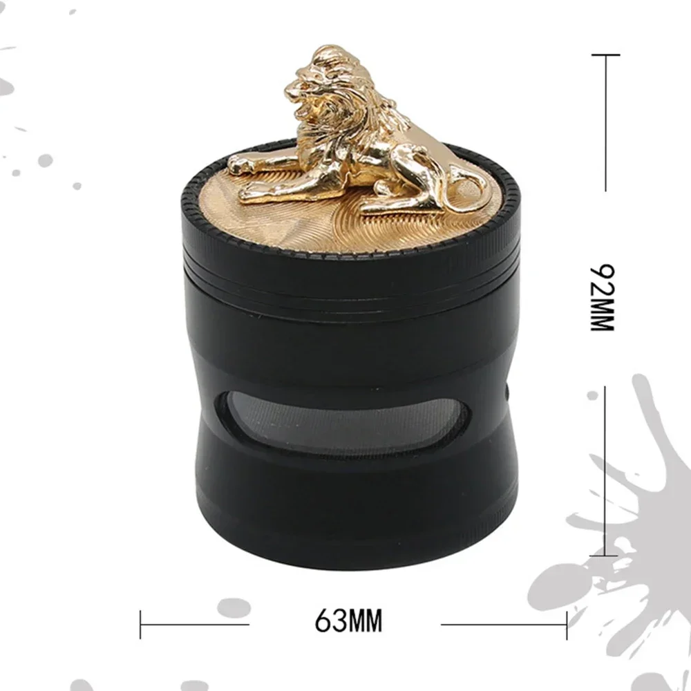 Lion Style Tobacco Grinder Crusher 4 Layer Mesh Screen Pollen Catcher Herb 63mm Crusher