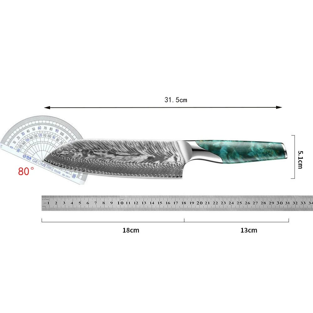 7 Inch Santoku Knife 67-layers Damascus Steel VG10 Blade Stabilized Handle Cleaver Slicing Professional Japanese Kitchen Knives