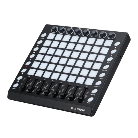WORLDE PAD48 RGB Velocity MIDI Pad Controller Beat Machine with 8 Knobs And Faders for Music Production