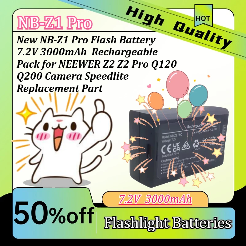 

New NB-Z1 Pro Flash Battery 7.2V 3000mAh Rechargeable Pack for NEEWER Z2 Z2 Pro Q120 Q200 Camera Speedlite Replacement Part