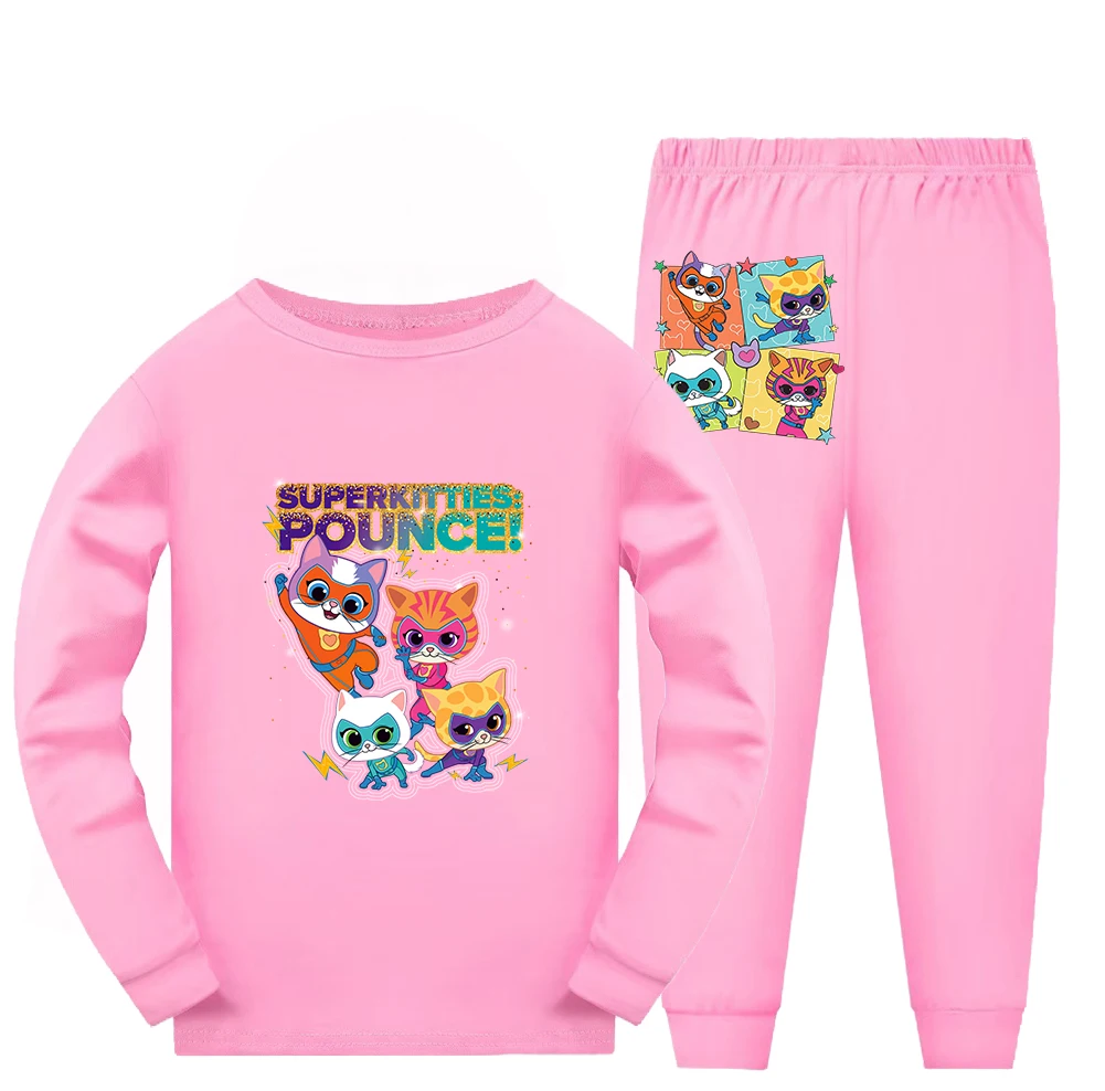 Super Kitties Children Clothes Girl Pajamas Pajamas for Girls Girls's Sets Children's Birthday Souvenirs Outdoor Clothing Child