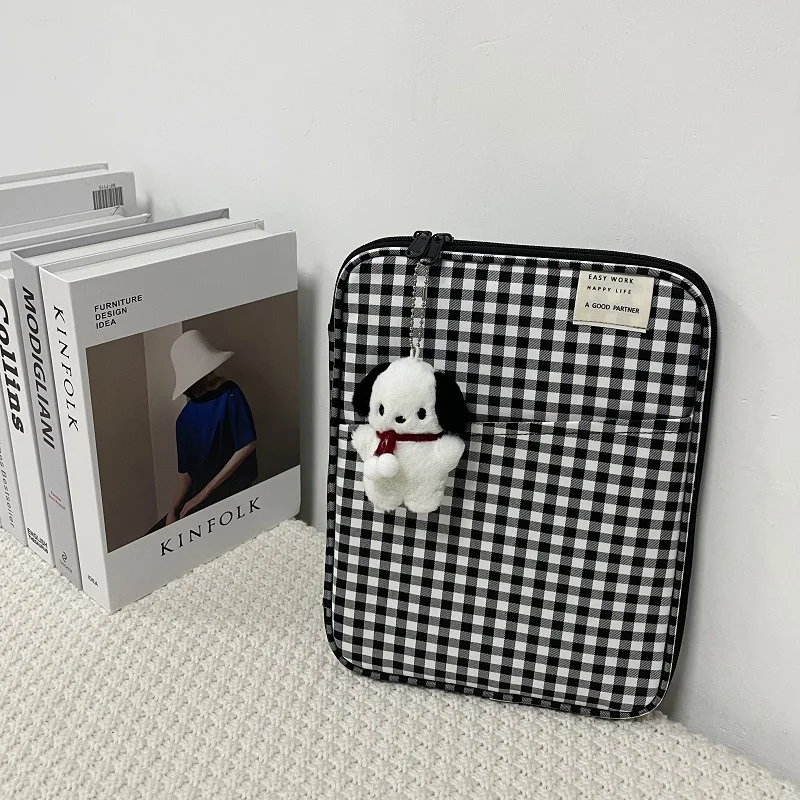 Ins Plaid Pocket Laptop Sleeves Carrying Case Women Notebook Briefcases For Macbook Air Pro 13 13.3 14 Inch Case Shockproof New