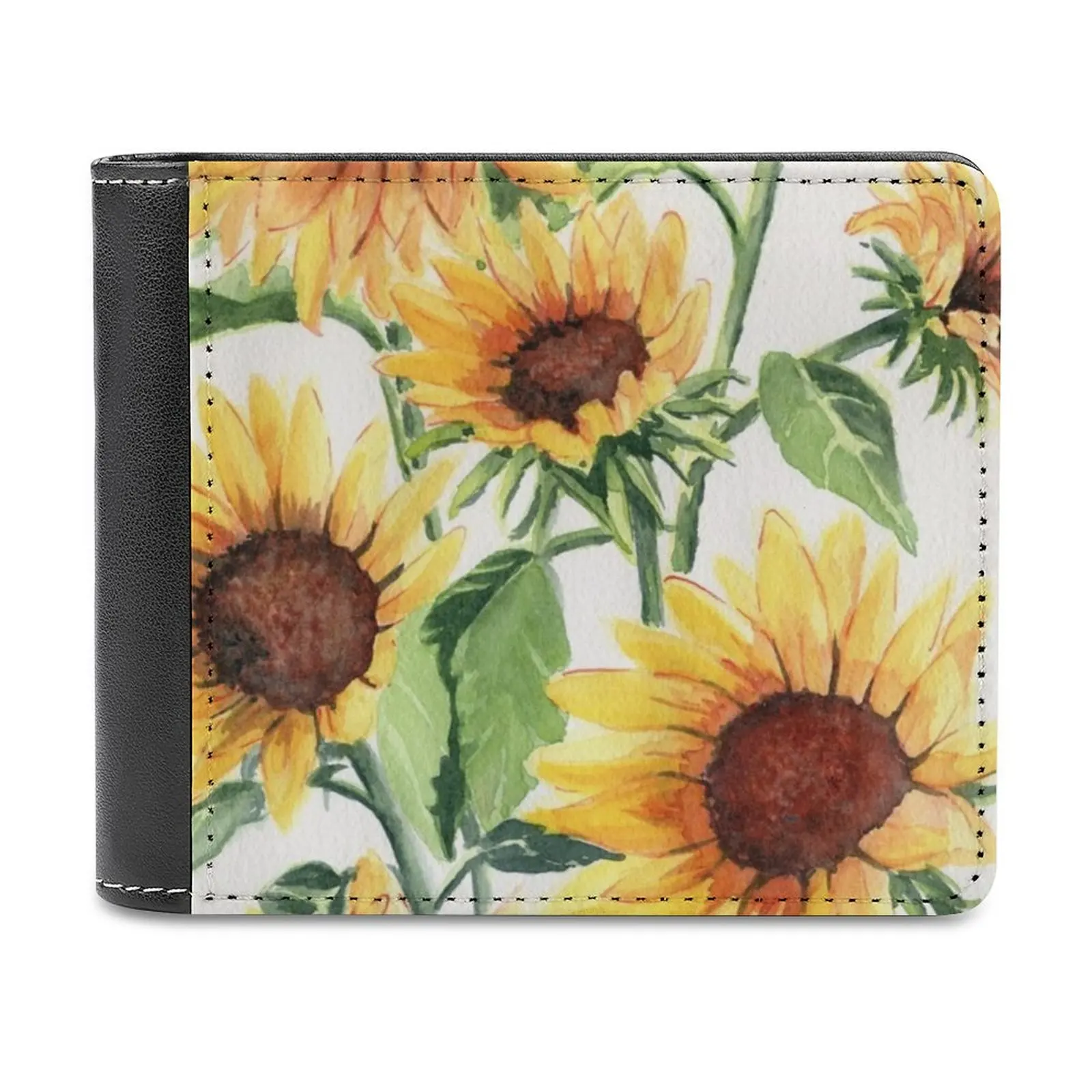 

Мужской кошелек с подсолнухами, легкие портативные кошельки для отдыха и путешествий, короткий стильный мужской кошелек, подсолнух, цветочный цветок, акварель
