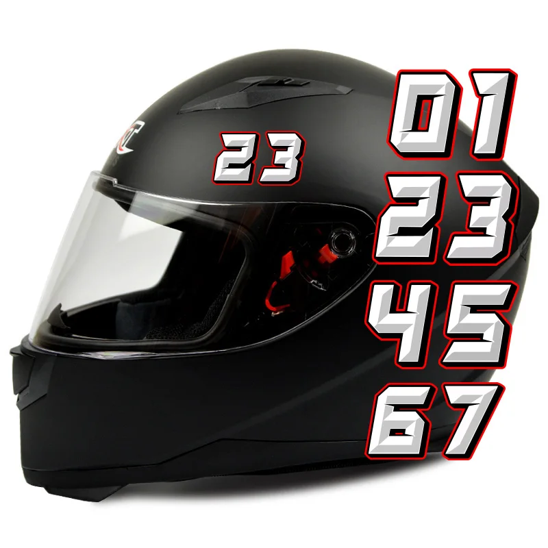 Motorcycle Number Sticker 0123456789 Motorcycle Stickers for Helmet Fuel Tank Windshield Side Panel Waterproof Sunscreen Decals