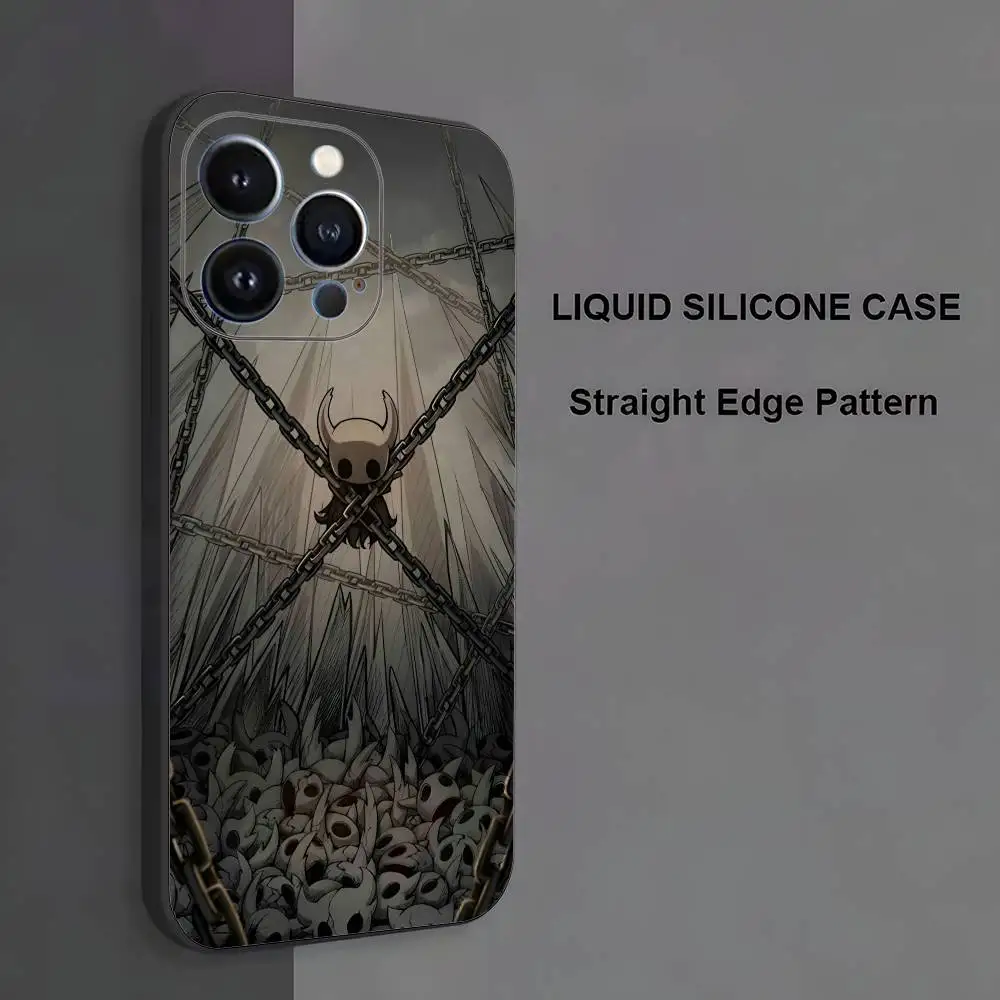 حافظة هاتف H-Hollow Game K-Knight لهاتف iPhone 17,16,15,14,13,12,11، Pro Max، XS، X، XR، SE، Mini، 8، 7، غطاء أسود من السيليكون الناعم