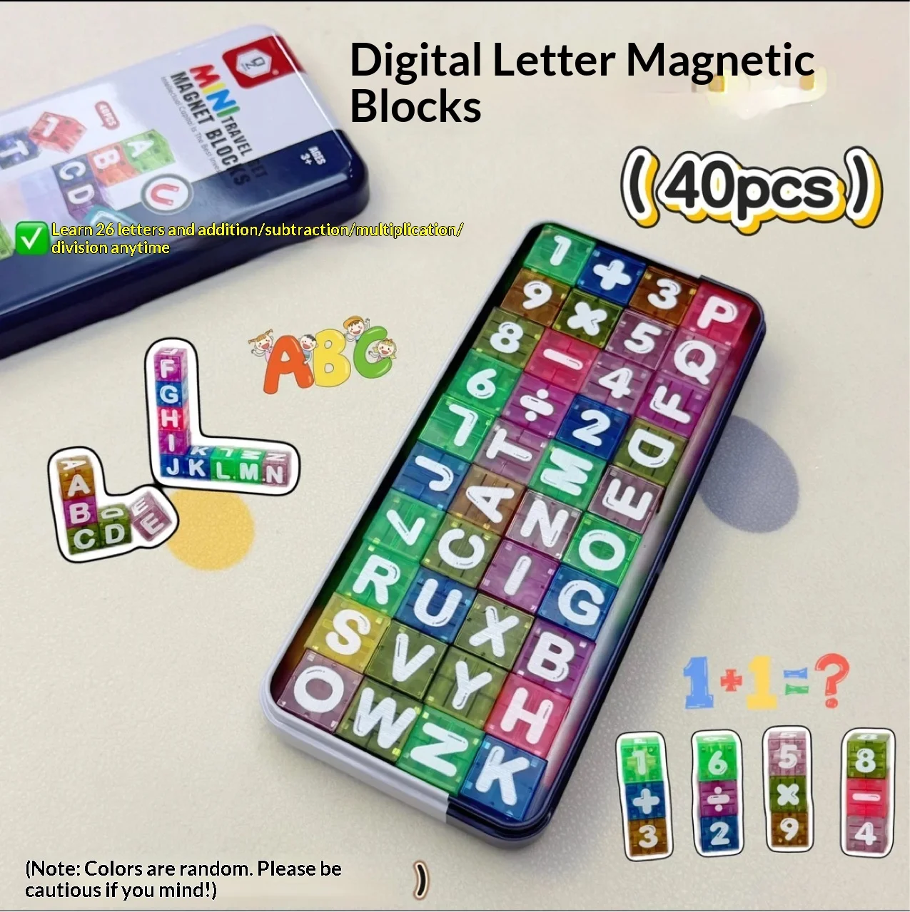 Digital English Magnetic Block Iron Box Travel Portable Pocket DIY Build Early Education Building Blocks Play
