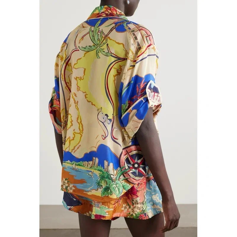 New Trend 2024 Holiday Style Print Casual Women Energetic Long Sleeve Lady Modern Shirts Chic Ladies Slim Elegant Female Shirts